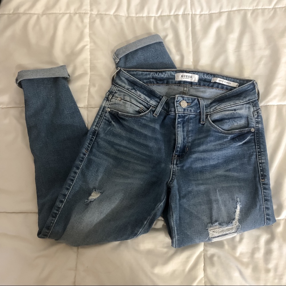 Guess Sexy Curve Blue Denim Capri Jeans